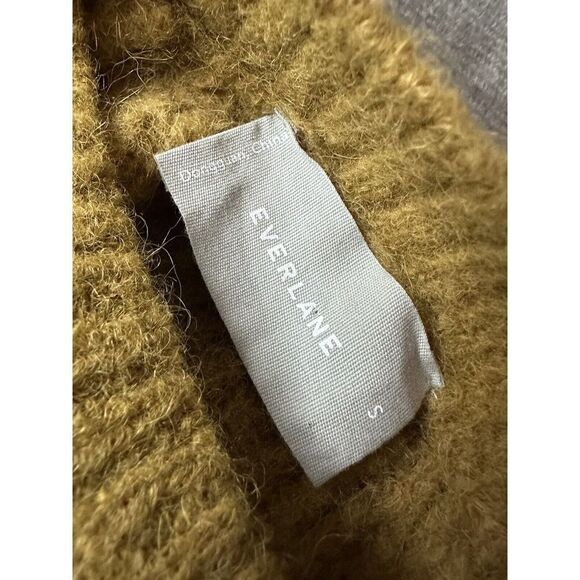 EVERLANE The Super Fuzz Alpaca Oversized Crew Neck Sweater Dijon Orange Brown S - Picture 12 of 14